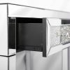 Mirrored Desk Vanity Makeup Table with Crystal Diamond,Mirror,MDF Dressing Table with 2 Drawer Vanity Desk for Women Girls Home Office