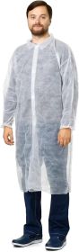 White Disposable Lab Coats Large Size Pack of 10; Surgical Lab Coats 40 GSM Poly; Protective Poly White Robes with Long Sleeves and Elastic Wrists wit
