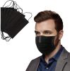 Disposable Face Protectors. Pack of 2500 Black Face Masks Disposable Protectors; 3-ply Adult Masks with Nose Bar. Face Guards with Adjustable Earloop