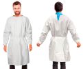 Disposable Isolation Gown XX-Large. Pack of 10 White PPE Gowns Disposable. Microporous 50 GSM Disposable Gowns Medical. Protective Gown Disposable wit