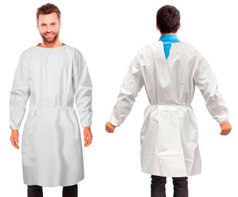 Disposable Isolation Gown XX-Large. Pack of 10 White PPE Gowns Disposable. Microporous 50 GSM Disposable Gowns Medical. Protective Gown Disposable wit