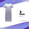 Cotton Patient Gowns, Large. Pack of 3 White Hospital Patient Gowns for Women with Bird Print, Short Sleeves
