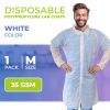 Disposable Lab Coat M. 35 GSM PP White Disposable Lab Coats for Adults. 1 Pack Knee-length Lab Coat with Long Sleeves, Elastic Wrists