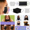 Disposable Face Protectors. Pack of 2500 Black Face Masks Disposable Protectors; 3-ply Adult Masks with Nose Bar. Face Guards with Adjustable Earloop