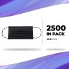 Disposable Face Protectors. Pack of 2500 Black Face Masks Disposable Protectors; 3-ply Adult Masks with Nose Bar. Face Guards with Adjustable Earloop