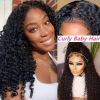 4C Kinky Baby Hair Undetectable Breathable Soft Invisible Edge Lace Front Wig,13X4 13X6 Water Wave Frontal Human Hair Wigs