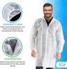 White Disposable Lab Coats Medium Size Pack of 10; Surgical Lab Coats 40 GSM Poly; Protective Poly White Robes with Long Sleeves and Elastic Wrists wi
