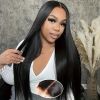 5x5 HD Lace Glueless Closure Wig - Human Hair Straight Pre Plucked Pre Cut No Glue 3 Seconds to Wear - Transparent Lace Front Wigs for Women 180 Densi